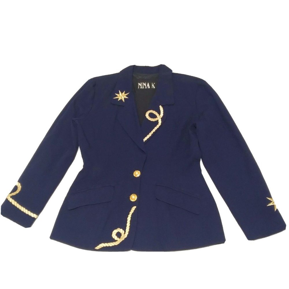 Vintage Nina K Navy Nautical 40" Chest Lined Blazer